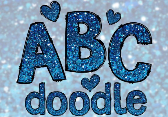Download Blue Glitter Doodle Letters PNG Alphabet - Letters Collection